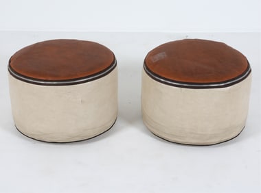 (2) VINTAGE OTTOMANS OR FOOTSTOOLS