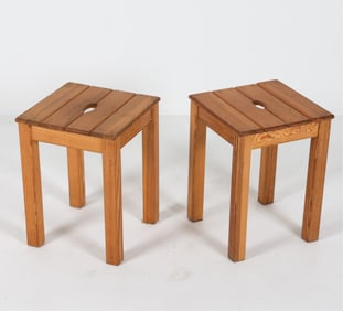 (2) SWEDISH PINE STOOLS OR END TABLES