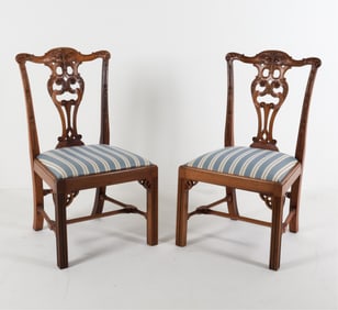 (2) CHIPPENDALE STYLE MAHOGANY DINING CHAIRS