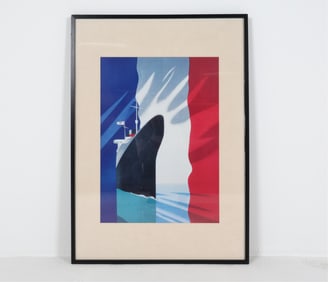 VINTAGE 'TRANSATLANTIQUE FRENCH LINE' POSTER