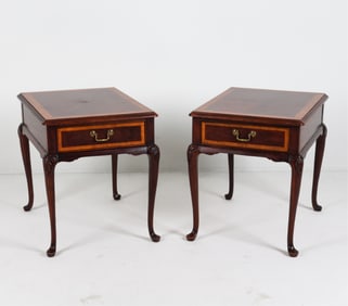 PAIR THOMASVILLE MAHOGANY COLLECTION END TABLES