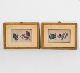 (2) ANTIQUE CHINESE PITH PAINTINGS