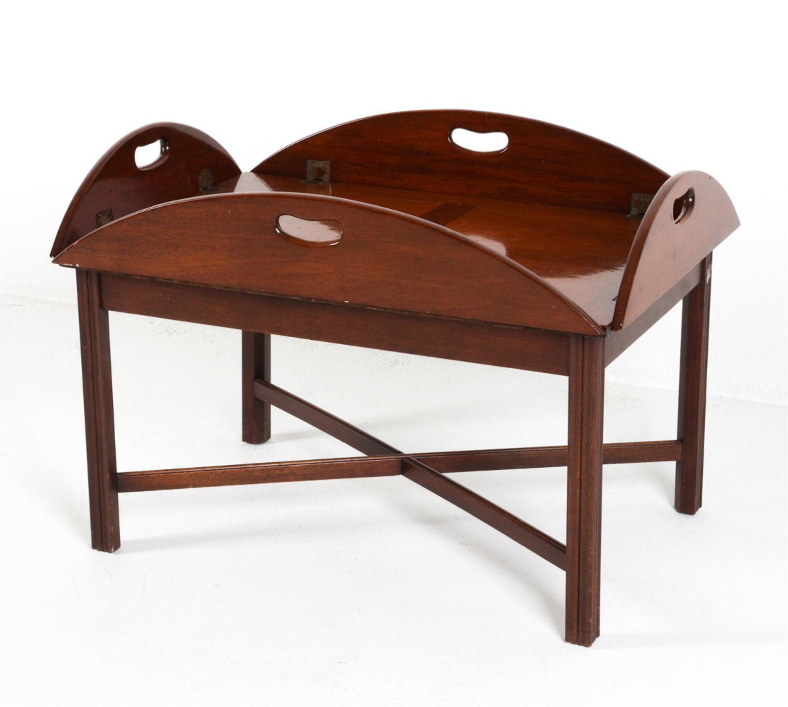 CHIPPENDALE STYLE MAHOGANY BUTLER TRAY TABLE (1 of 19)