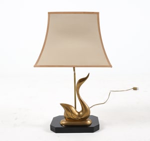 BRASS SWAN TABLE LAMP