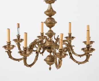 MID-CENTURY NEOCLASSICAL BRASS CHANDELIER