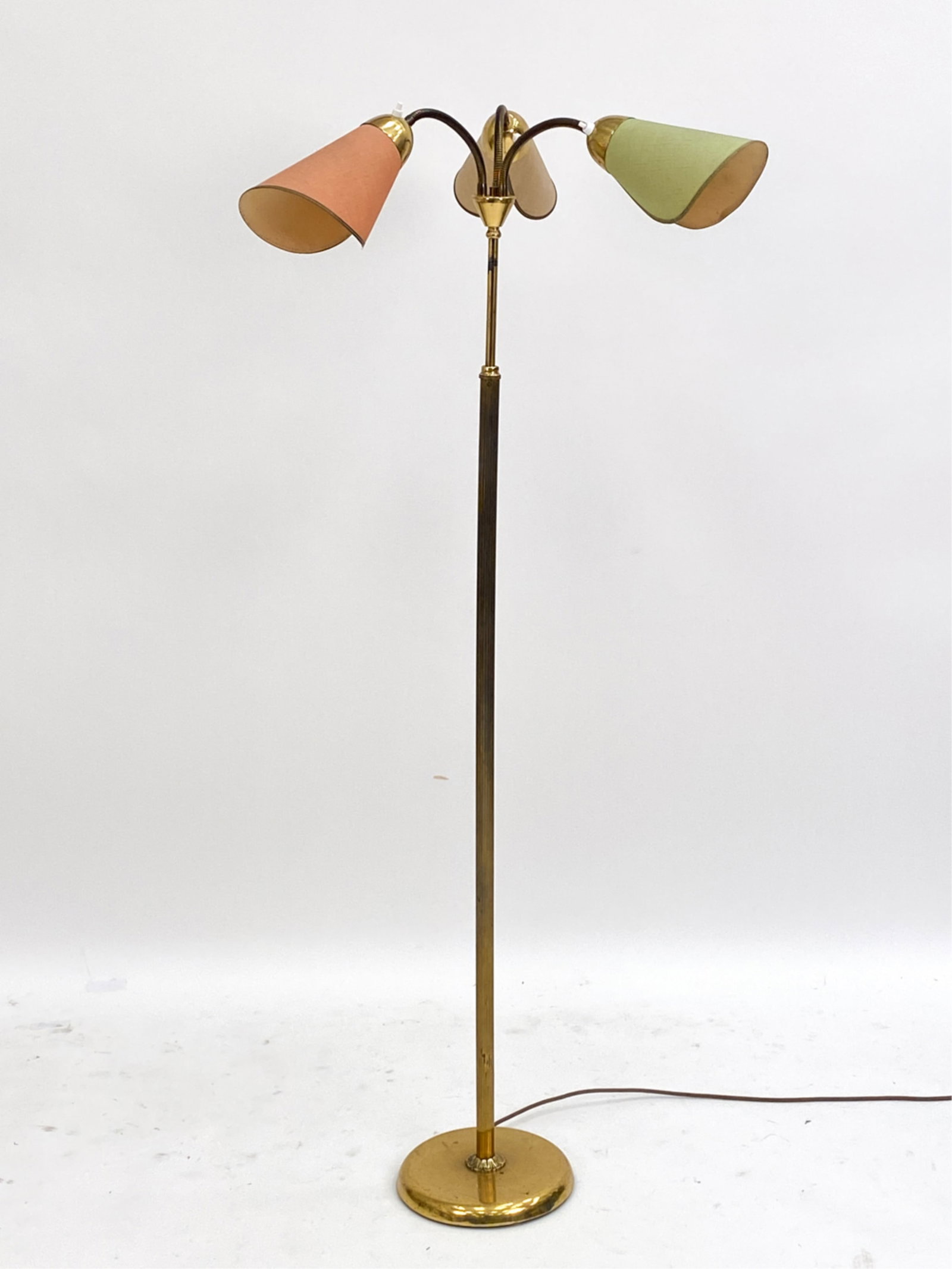 SWEDISH BRASS THREE LIGHT FLOOR LAMP C.1950'S (1 of 14)