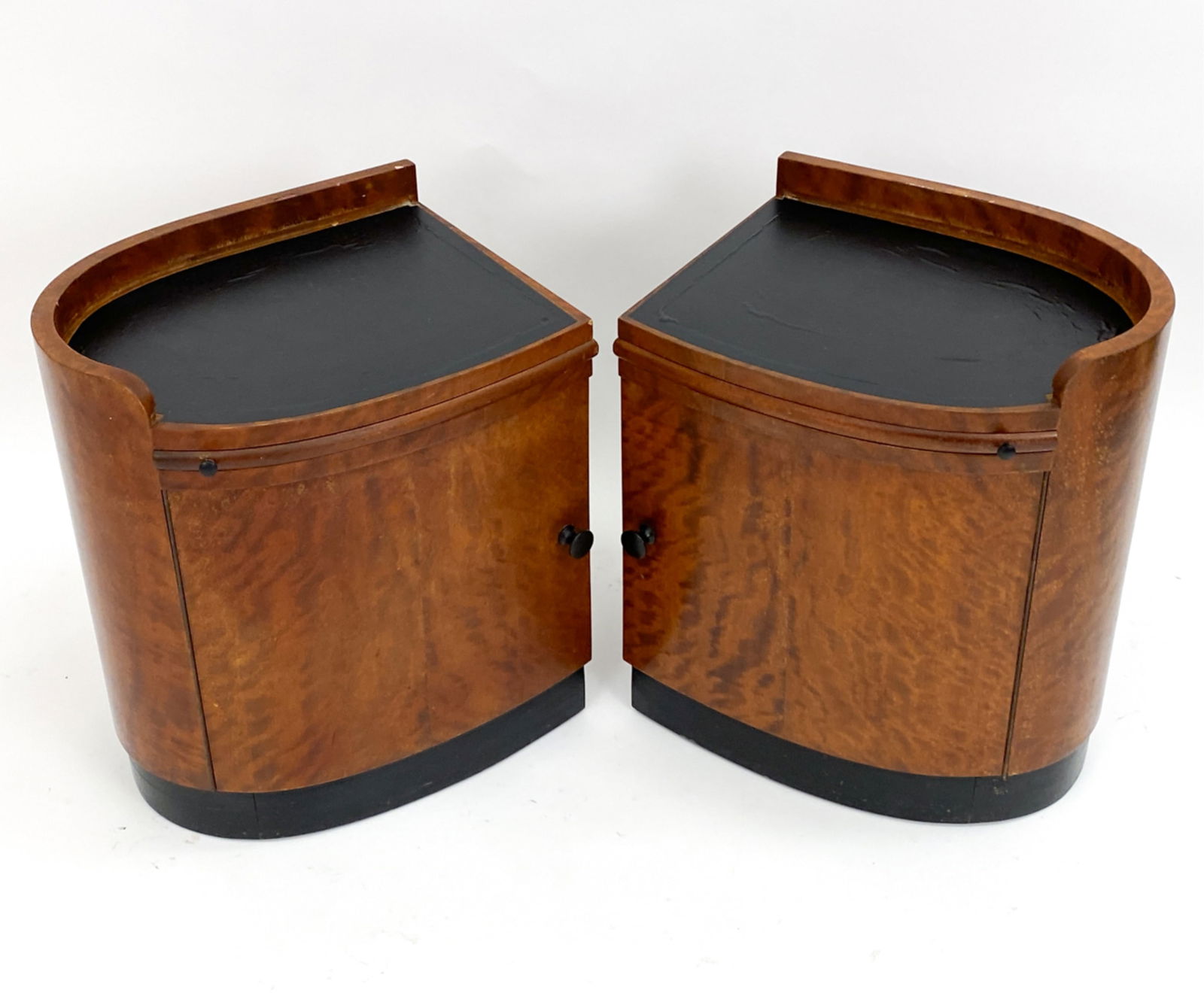 SWEDISH ART DECO BURL WOOD NIGHTSTANDS C.1930S (1 of 17)
