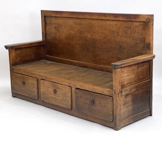 C.18TH CENTURY DUTCH OAK SETTLE BENCH