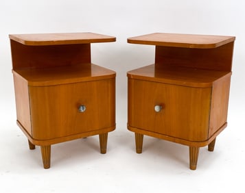 SWEDISH DECO STYLE BEECH NIGHT STANDS C.1940'S