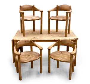 ATTR. DAUMILLER PINE DINING TABLE & (4) CHAIRS