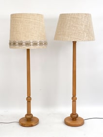 PAIR SWEDISH PINE FLOOR LAMPS C. 1970'S