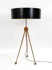 DUTCH MID-CENTURY TEAK TRIPOD FLOOR LAMP 1950S