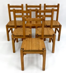 (6) DANISH MINIMALIST PINE DINING CHAIRS C.1970'S
