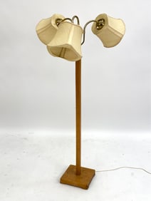 SWEDISH BEECH THREE LIGHT FLOOR LAMP C. 1950S
