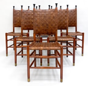 (6) SCHUITEMA STYLE DUTCH PATCHWORK LEATHER CHAIRS
