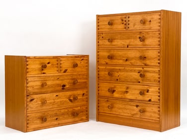(2) SWEDISH BOX DOVETAIL PINE CHESTS C. 1970S