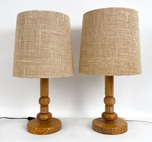 TEMDE SWEDISH PINE TABLE LAMPS C. 1970'S