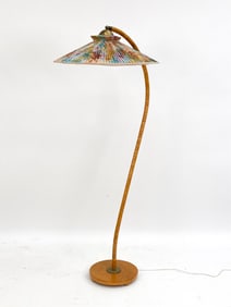 SWEDISH MODERN BEECH GOOSE NECK FLOOR LAMP