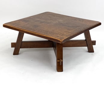 DUTCH BRUTALIST OAK COFFEE TABLE C.1950'S