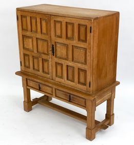 SCANDINAVIAN BRUTALIST OAK HIGHBOARD C.1950'S