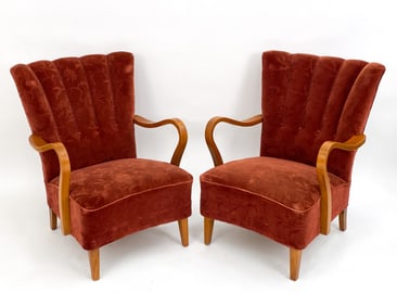 PAIR OF SWEDISH MODERN LOUNGE CHAIRS C.1940'S