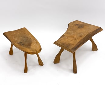DUTCH WABI SABI STYLE RUSTIC WOOD SLAB SIDE TABLES