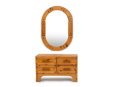 LANGESTROM SWEDISH PINE CHEST & MIRROR C.1960