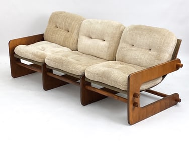 LOU HODGES STYLE PLYWOOD CANTILEVER SOFA C.1970'S