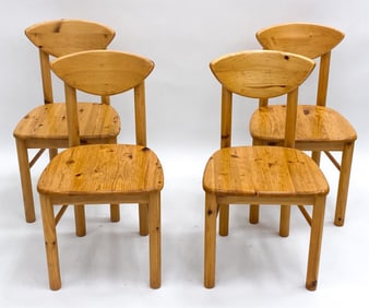 (4) DAUMILLER STYLE PINE DINING CHAIRS C.1970'S