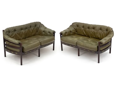 (2) ARNE NORELL COJA LEATHER SOFA SUITE.C.1970'S