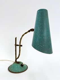 DANISH BRASS & ENAMEL GOOSENECK DESK LAMP C.1950'S
