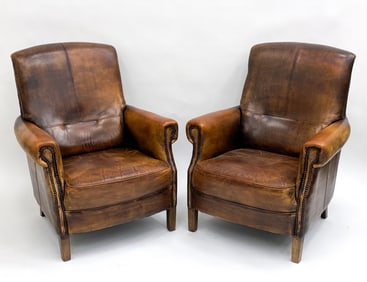 DUTCH HIGH BACK LEATHER SMOKING CHAIRS C.1980'S