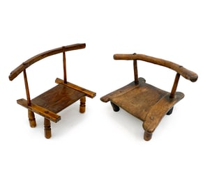 (2) AFRICAN HAND CARVED BAOULE CHAIRS C.1950'S