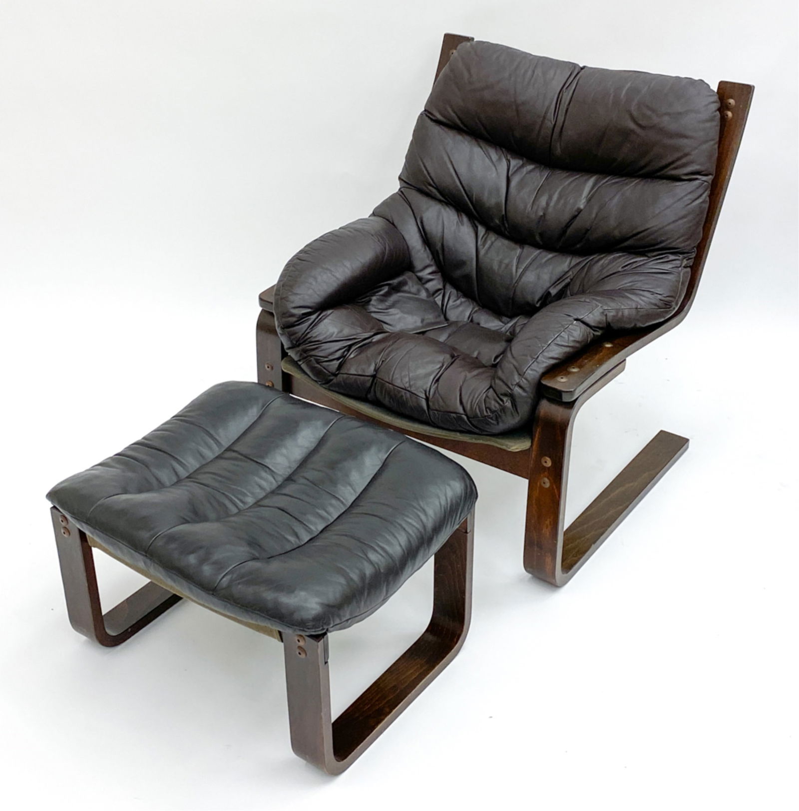 DUTCH LEATHER LOUNGE CHAIR & OTTOMAN C.1970'S (1 of 20)