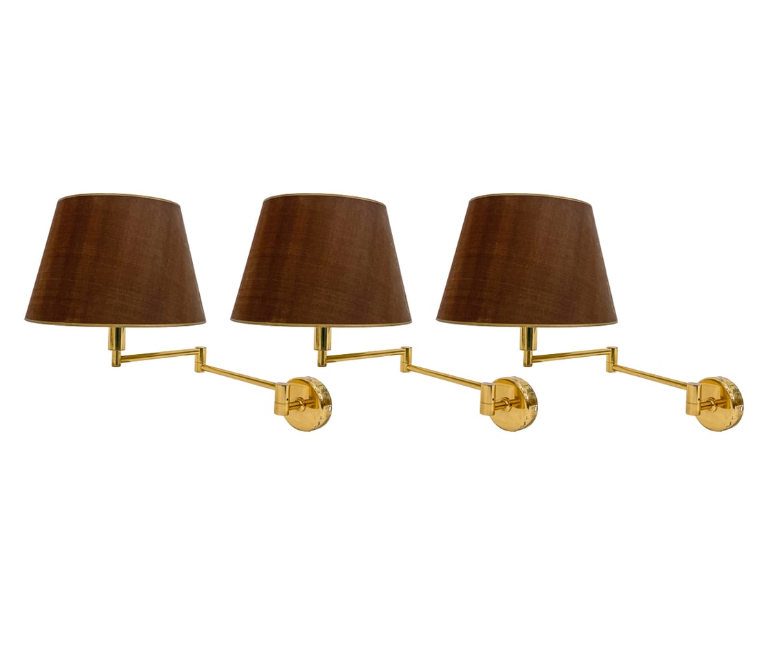 (3) FLORIAN SCHULZ BRASS WALL SCONCES C.1970'S (1 of 6)