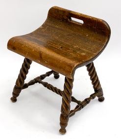 ANTIQUE SWEDISH OAK MILKING STOOL. C.1910'S