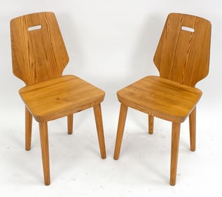 PAIR OF SWEDISH PINE SIDE CHAIRS, CIRCA 1970