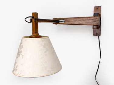 DUTCH OAK SWING ARM WALL LAMP. 1970'S