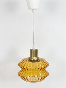 SWEDISH AMBER GLASS PENDANT LIGHT.C.1970'S