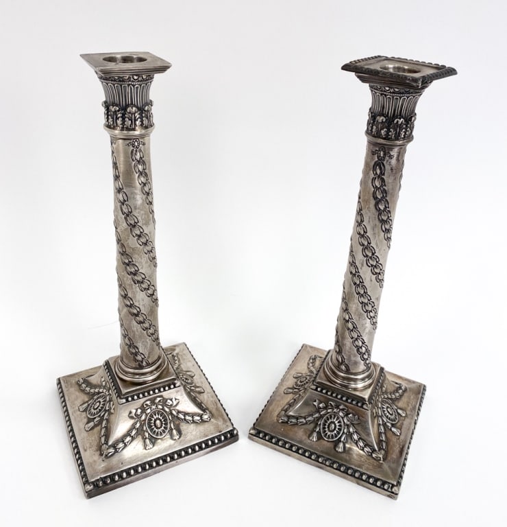 PAIR OF ENGLISH STERLING SILVER CANDLESTICKS (1 of 15)