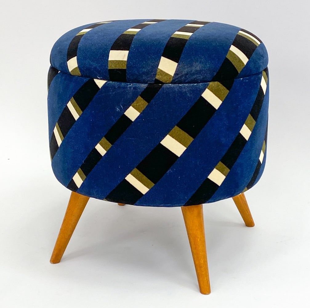 PIERRE FREY STYLE COTTON VELVET MIDCENTURY OTTOMAN (1 of 11)