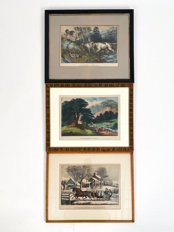 (3) CURRIER & IVES COLOR LITHOGRAPHS (1 of 7)