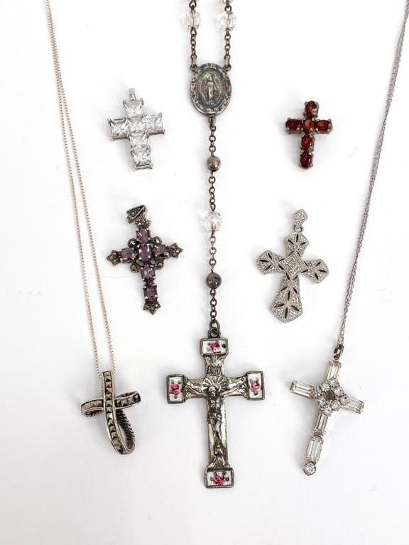 (7) STERLING SILVER CROSS PENDANT GROUPING (1 of 17)