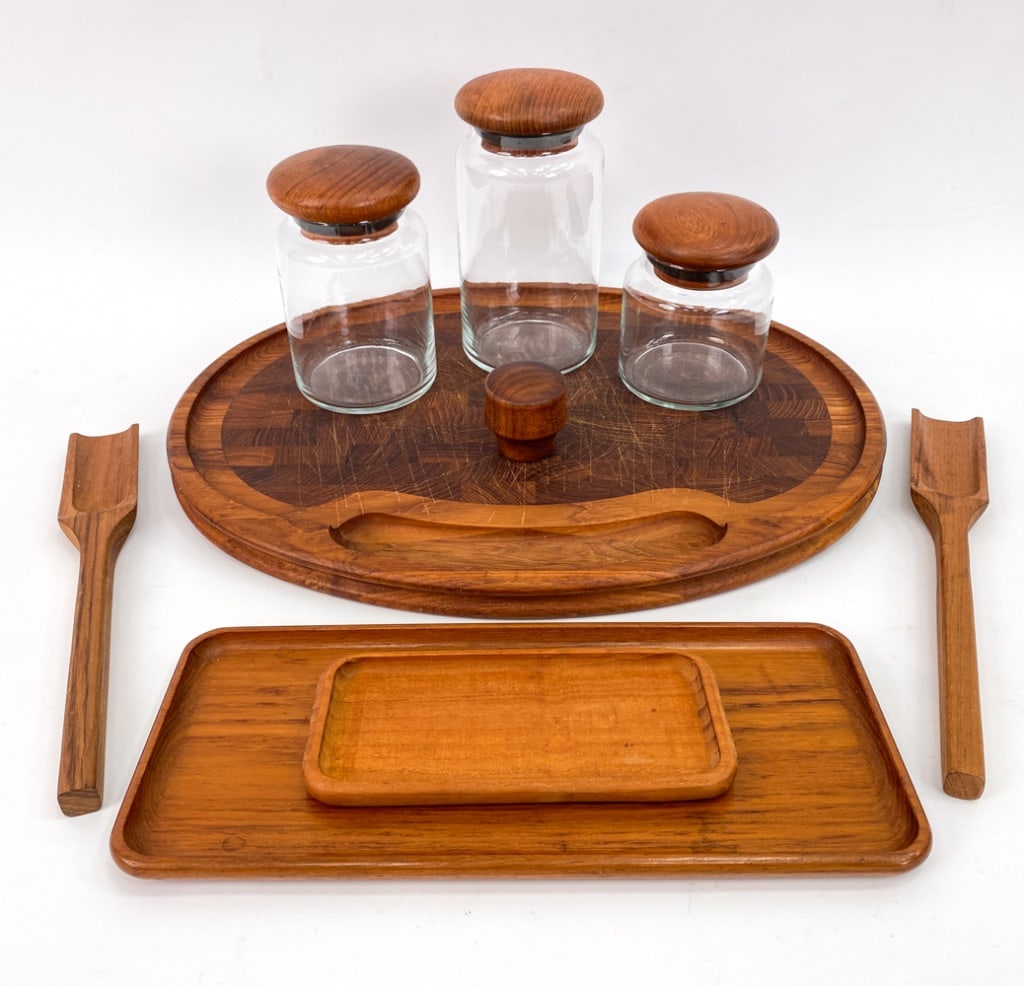 MID-CENTURY SCANDINAVIAN TEAK SERVING GROUPING (1 of 14)