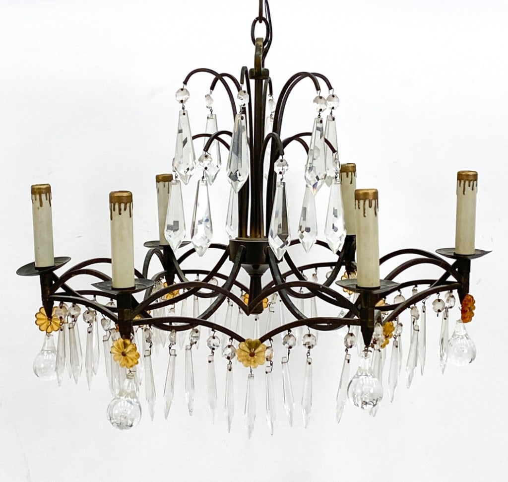DROP CRYSTAL 6-ARM CHANDELIER: DESCRIPTION UPDATED SHORTLY