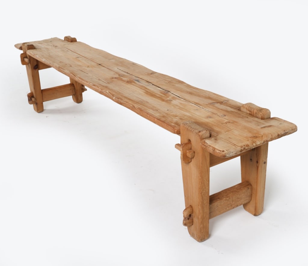 DANISH RUSTIC PINE BENCH C.1960'S (1 of 15)