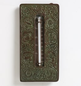 TIFFANY STUDIOS BRONZE ZODIAC THERMOMETER
