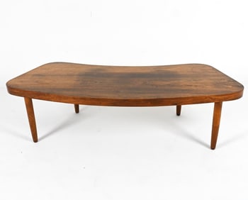 DANISH MID-CENTURY CURVED ROSEWOOD COFFEE TABLE
