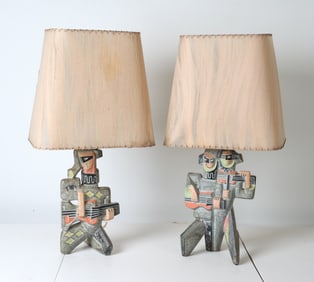 MID-CENTURY CERAMIC MUSICIAN FIGURAL LAMPS