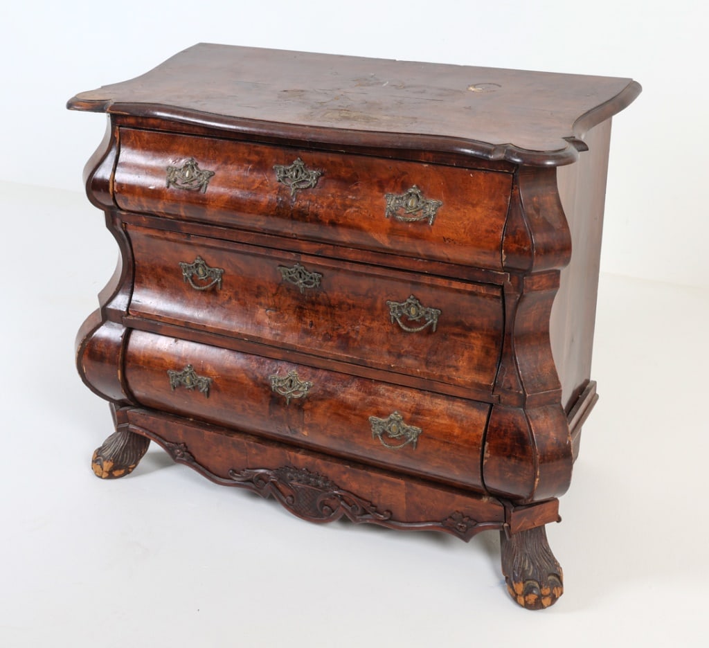 ANTIQUE DUTCH BURL WALNUT COMMODE CHEST (1 of 16)